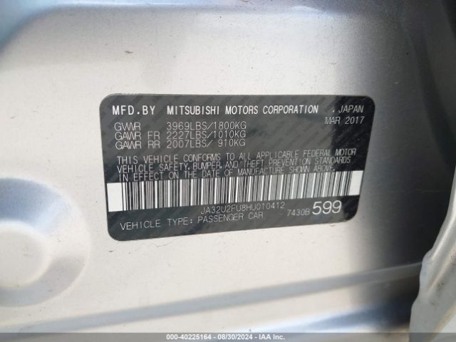 JA32U2FU8HU010412 Mitsubishi Lancer Le