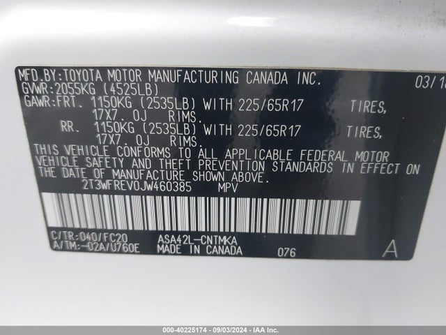 Toyota Rav4 Xle 2018 2T3WFREV0JW460385 Image 9