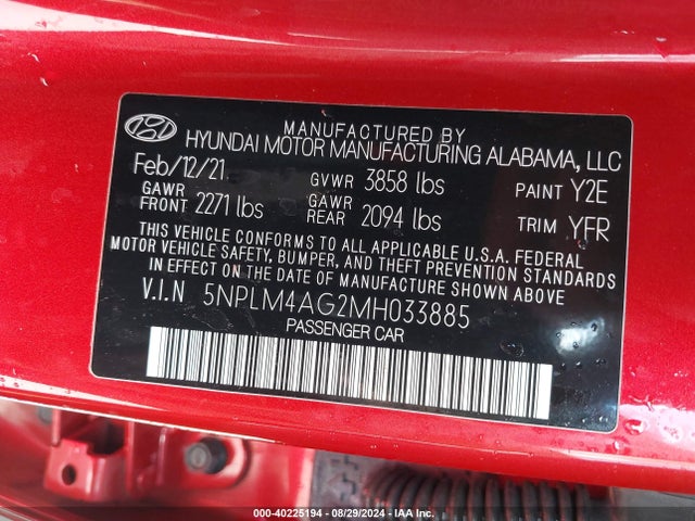 Hyundai ELANTRA SEL 2021 5NPLM4AG2MH033885 Image 9