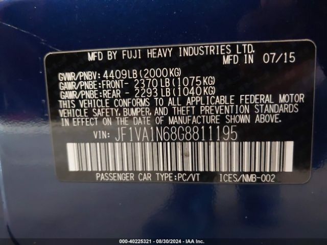 JF1VA1N68G8811195 Subaru Wrx Limited