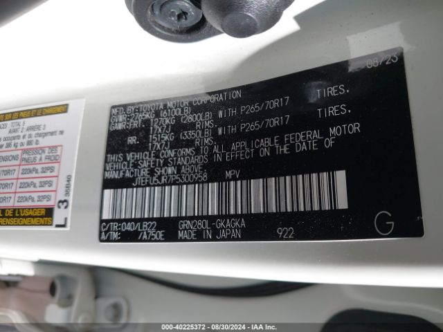 JTEFU5JR7P5300958 Toyota 4runner Sr5 Premium