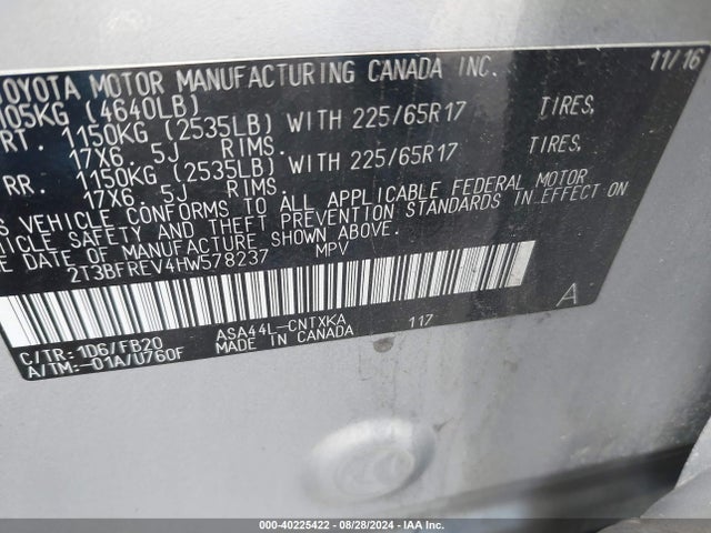 Toyota RAV4 LE 2017 2T3BFREV4HW578237 Image 9