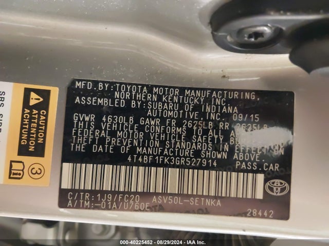 Toyota CAMRY LE 2016 4T4BF1FK3GR527914 Image 9