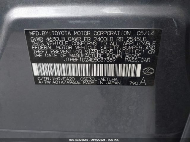 JTHBF1D24E5037389 Lexus IS 250