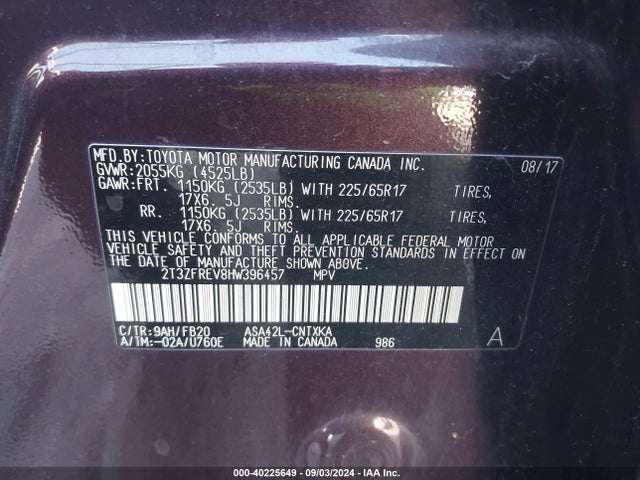 Toyota RAV4 LE 2017 2T3ZFREV8HW396457 Image 9