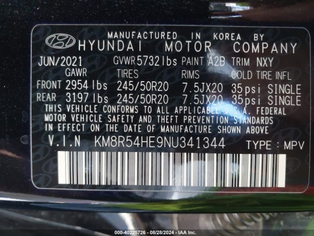 KM8R54HE9NU341344 Hyundai Palisade Limited