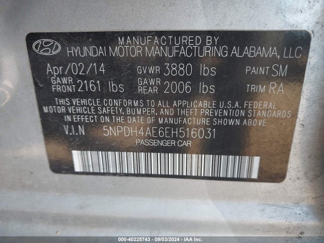 Hyundai ELANTRA SE 2014 5NPDH4AE6EH516031 Image 9