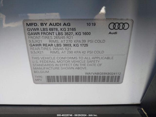 WA1VABGE6KB024112 Audi E-tron Premium Plus
