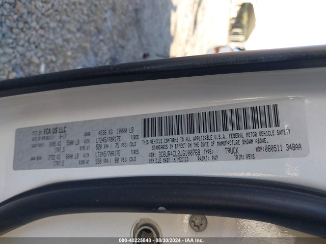 RAM 2500 Tradesman  4x2 6'4 Box 2018 3C6UR4CL2JG100769 Image 9