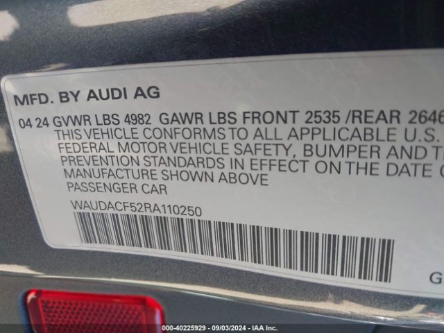 WAUDACF52RA110250 Audi A5 Sportback Premium 45 Tfsi S Line Quattro S Tronic