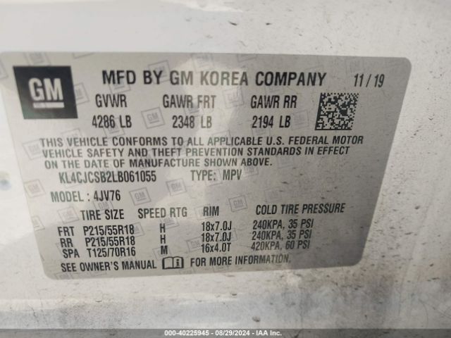 KL4CJCSB2LB061055 Buick Encore Fwd Essence