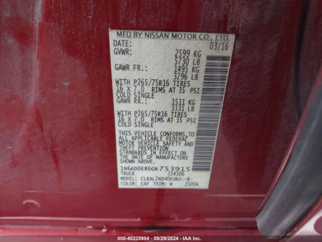 1N6AD0ER6GN753915 Nissan Frontier Desert Runner