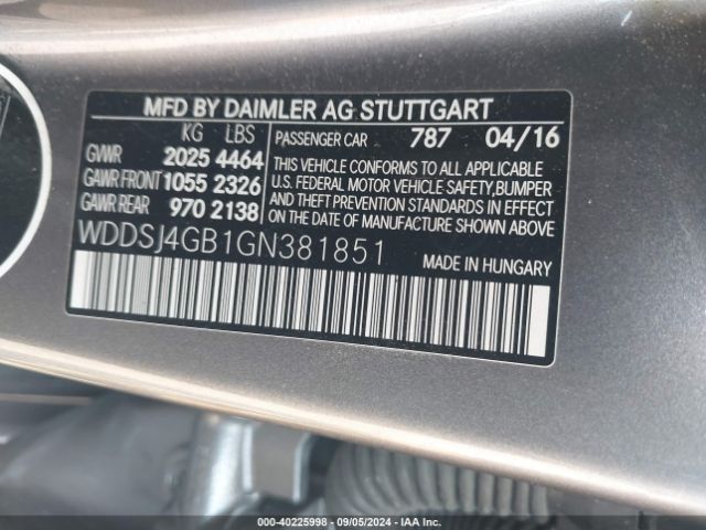 WDDSJ4GB1GN381851 Mercedes-Benz CLA 250 4MATIC