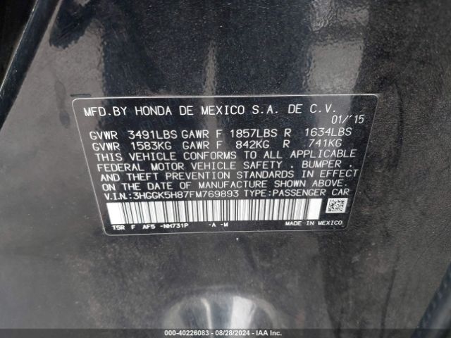 3HGGK5H87FM769893 Honda Fit Ex/ex-l