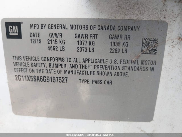 Chevrolet Impala 1fl 2016 2G11X5SA6G9157527 Image 9
