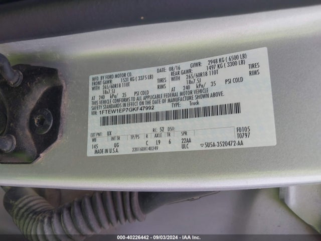 Ford F-150 Xlt 2016 1FTEW1EP7GKF47992 Image 9