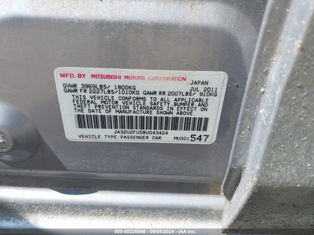 2011 MITSUBISHI LANCER JA32U2FU5BU043424 Photo 8