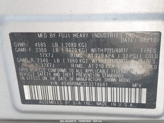 4S4BRBMC3E3219681 Subaru Outback 2.5i Limited