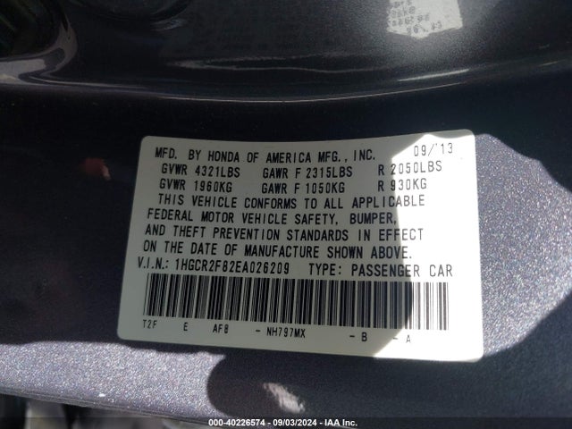 Honda Accord Ex-l 2014 1HGCR2F82EA026209 Image 9