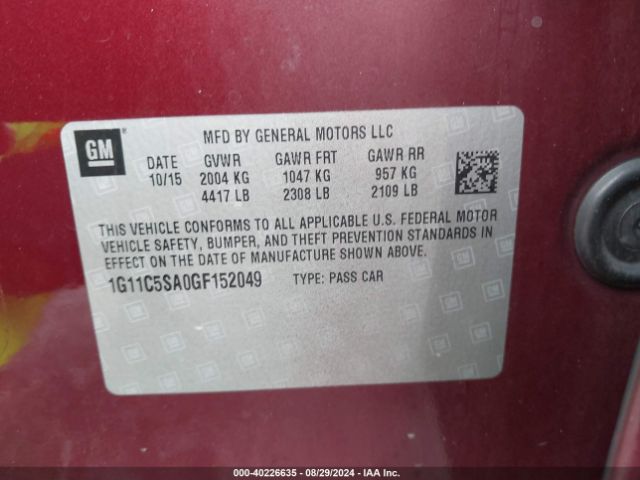 1G11C5SA0GF152049 Chevrolet Malibu Limited Lt