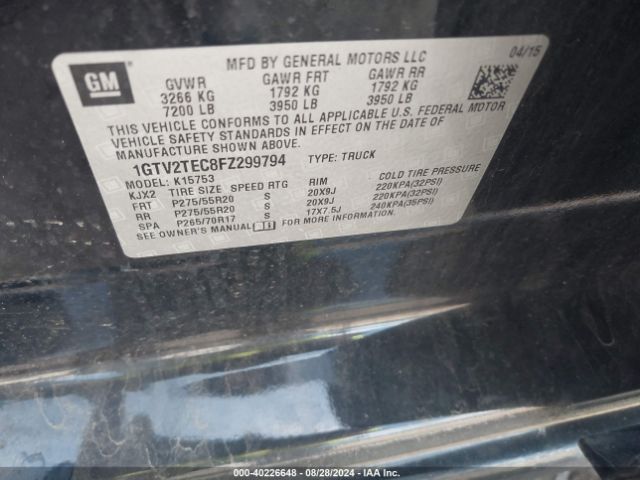 1GTV2TEC8FZ299794 GMC SIERRA 1500