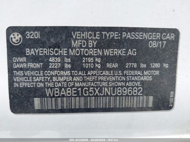 WBA8E1G5XJNU89682 BMW 320i