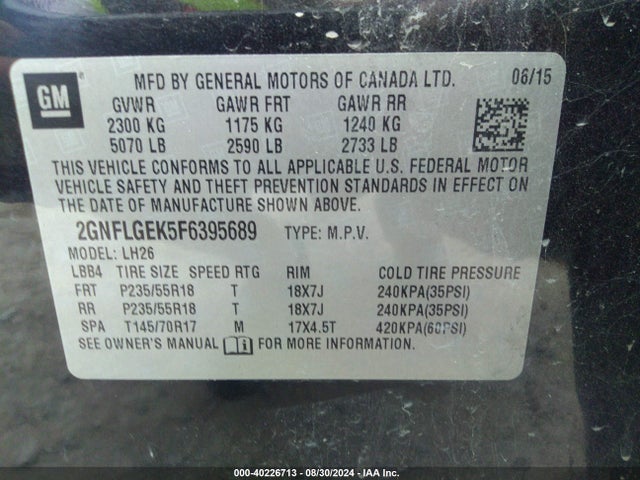 Chevrolet Equinox 2lt 2015 2GNFLGEK5F6395689 Image 9