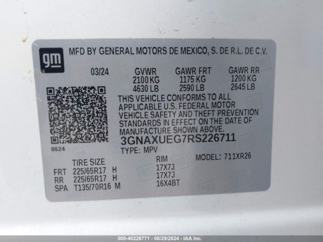 3GNAXUEG7RS226711 Chevrolet Equinox Awd Lt