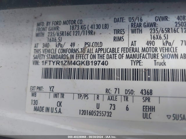 Ford Transit-250 2016 1FTYR1ZM4GKB19740 Image 9