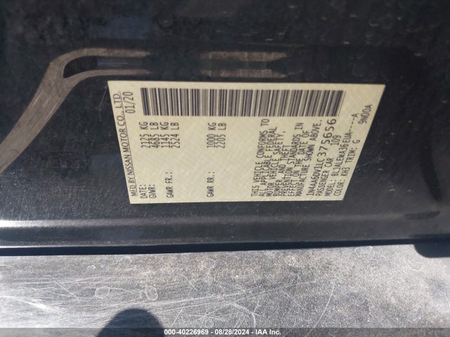 Nissan Maxima Sl Xtronic Cvt 2020 1N4AA6DV1LC375656 Image 9