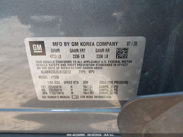KL4MMDSLXLB133212 Buick Encore Gx Fwd Select