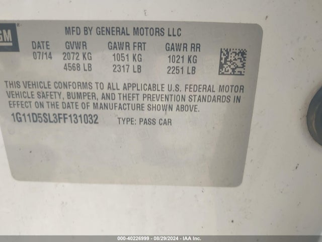 Chevrolet MALIBU 2LT 2015 1G11D5SL3FF131032 Image 9