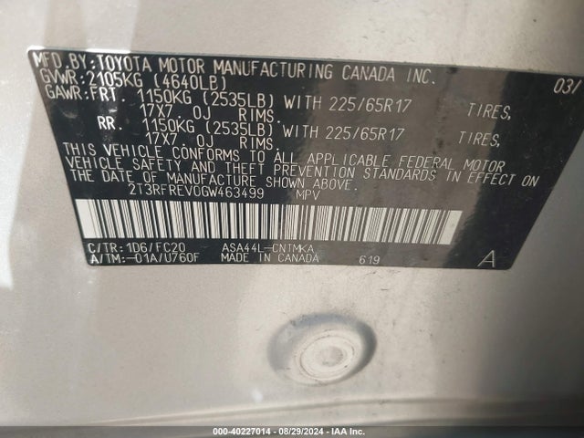 Toyota Rav4 Xle 2016 2T3RFREV0GW463499 Image 9