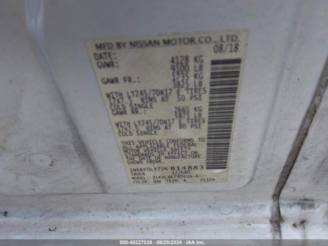 1N6BF0LY7JN814883 Nissan Nv Cargo Nv2500 Hd Sv V6