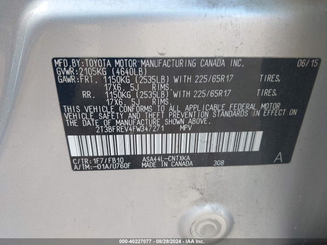 Toyota RAV4 LE 2015 2T3BFREV4FW347271 Image 9