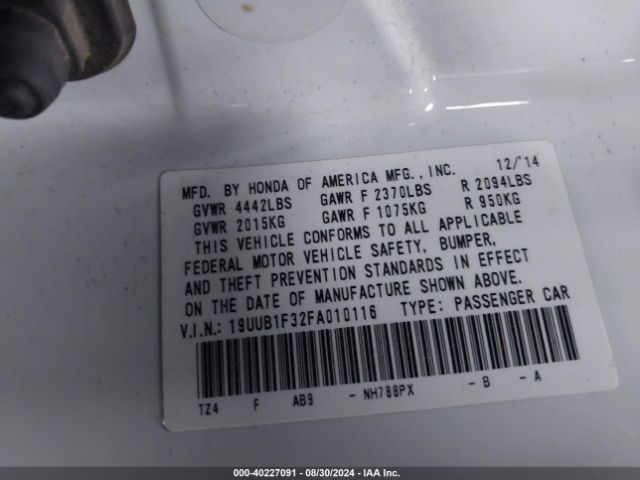 19UUB1F32FA010116 Acura TLX