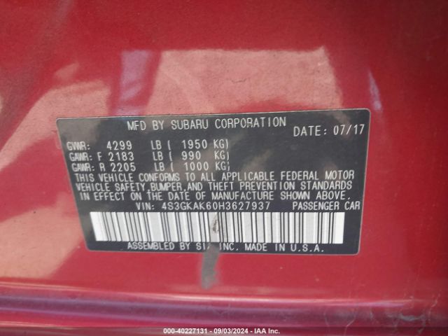4S3GKAK60H3627937 Subaru Impreza 2.0i Sport