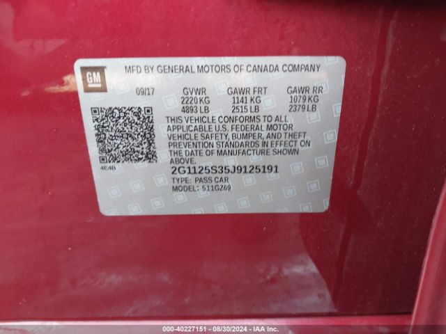 2G1125S35J9125191 Chevrolet IMPALA 2LZ