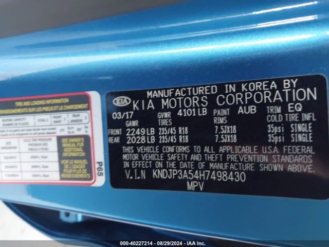KNDJP3A54H7498430 KIA SOUL +
