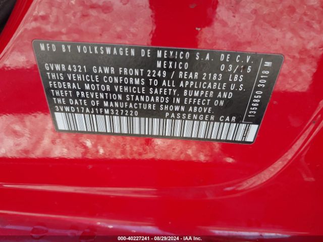 3VWD17AJ1FM327220 Volkswagen Jetta 1.8t Se