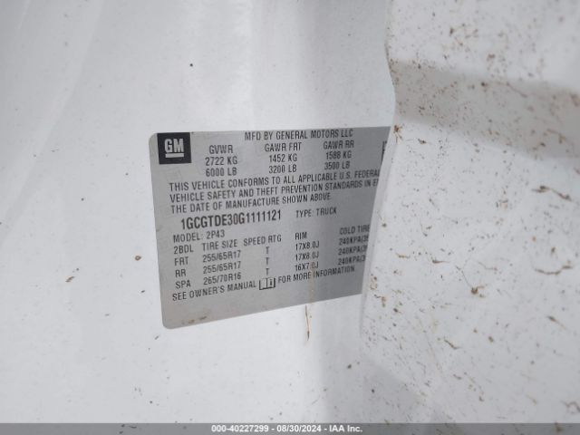 1GCGTDE30G1111121 Chevrolet Colorado Z71