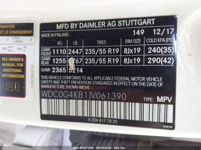 WDC0G4KB1JV061390 Mercedes-Benz Glc 300 4matic