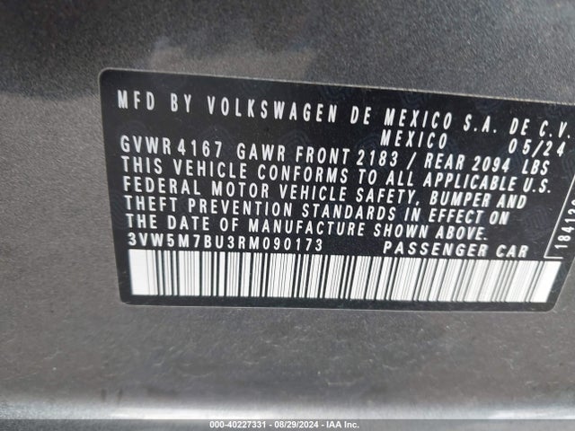 3VW5M7BU3RM090173 Volkswagen Jetta 1.5t S