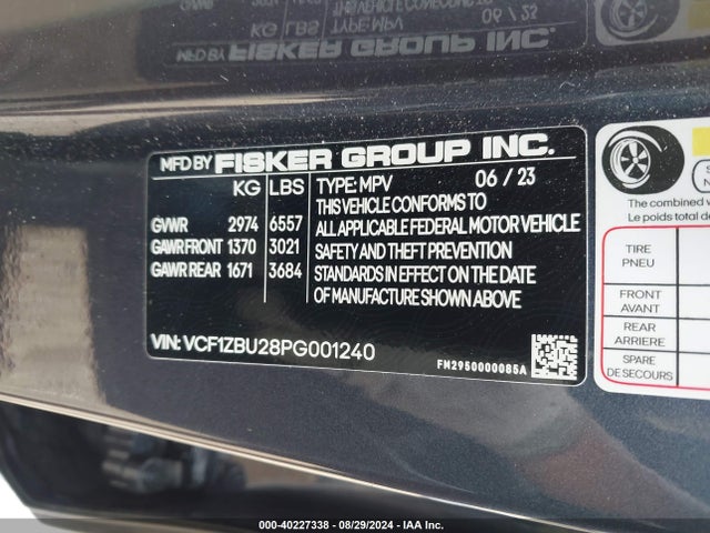 Fisker Ocean One 2023 VCF1ZBU28PG001240 Image 9