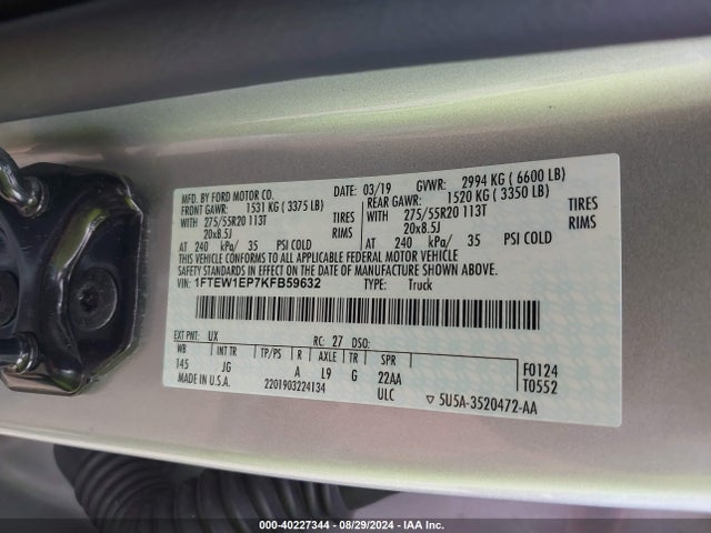 Ford F-150 Xl 2019 1FTEW1EP7KFB59632 Image 9