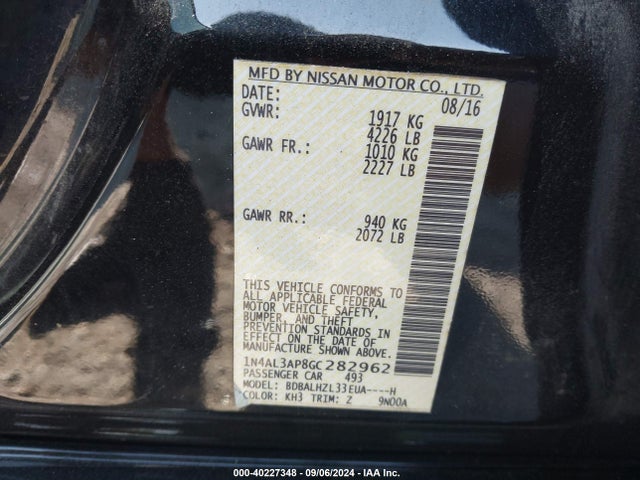 Nissan Altima 2.5 Sr 2016 1N4AL3AP8GC282962 Image 9