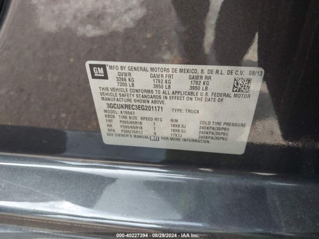 3GCUKREC3EG201171 Chevrolet Silverado 1500 2lt