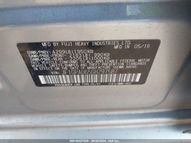 JF1GPAU65GH297587 Subaru Impreza 2.0i Sport Limited