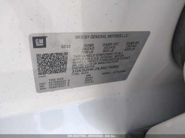 1GKS2HKJXJR275061 GMC YUKON XL DENALI