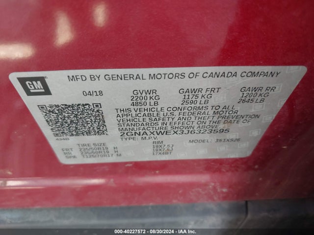 Chevrolet Equinox Premier 2018 2GNAXWEX3J6323595 Image 9